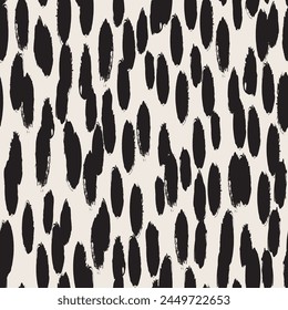 Hand Painted Black Spots. Decorative seamless pattern. Repeating background. Tileable wallpaper print.