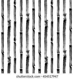 Hand painted black and white striped geometric seamless pattern, vector background