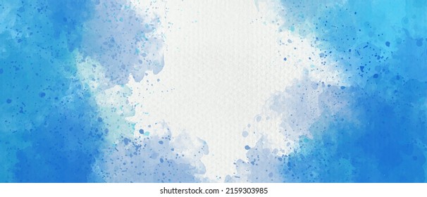 Hand painted blue color with watercolor texture abstract background