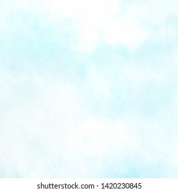 Hand painted blue sky and clouds, abstract watercolor background, vector illustration