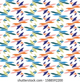 Hand Painted Bold Summer Bloom Floral Motif Seamless Pattern. Classic Blue Pink Flower Petal Background. Modern Bright Cut Out Collage Style Textile. Exotic Tropic All Over Print Vector Eps 10 Tile.