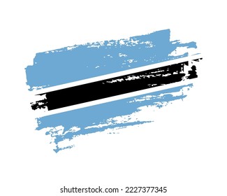Hand painted Botswana grunge brush style flag on solid background