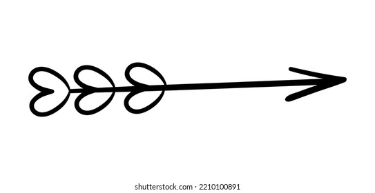Hand painted bow arrow. Sticker for social networks and messengers. Poster or banner for website. Art and creativity, minimalistic graphic element for greeting card. Cartoon flat vector illustration