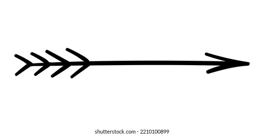 Hand painted bow arrow. Stylish UI and UX for website, interface for page. Sticker for social networks and instant messengers. Weapon inventory, symbol of Middle Ages. Cartoon flat vector illustration