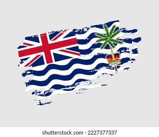 Hand painted British Indian Ocean Territory grunge brush style flag on solid background