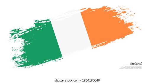 Hand painted brush country flag of Ireland with stylish flag on white background