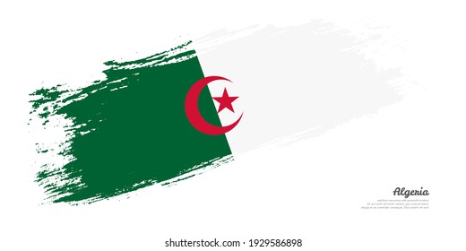 Hand painted brush flag of Algeria country with stylish flag on white background svg