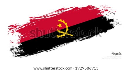 Hand painted brush flag of Angola country with stylish flag on white background