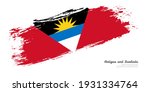 Hand painted brush flag of Antigua and Barbuda country with stylish flag on white background