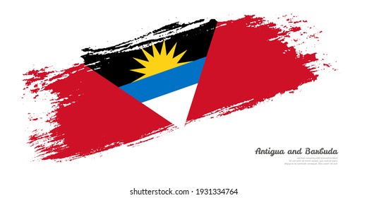 Hand painted brush flag of Antigua and Barbuda country with stylish flag on white background