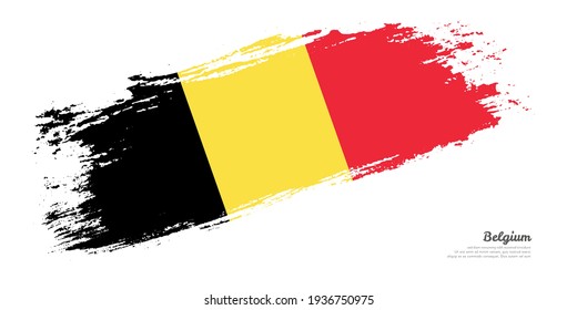 Hand painted brush flag of Belgium country with stylish flag on white background