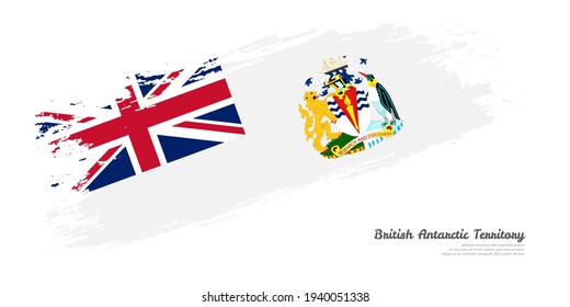 Bandera de pincel pintada a mano de un país del Territorio Antártico Británico con una elegante bandera sobre fondo blanco