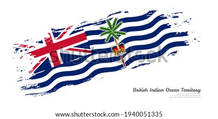 Hand painted brush flag of British Indian Ocean Territory country with stylish flag on white background
