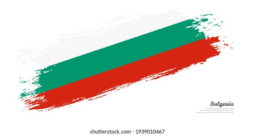 Hand painted brush flag of Bulgaria country with stylish flag on white background