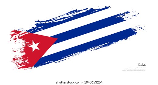 Hand painted brush flag of Cuba country with stylish flag on white background