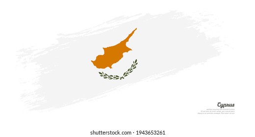Hand gemalte Pinselflagge auf Zypern-Land mit stylischer Flagge auf weißem Hintergrund