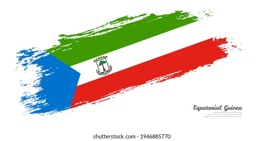 Hand painted brush flag of Equatorial Guinea country with stylish flag on white background