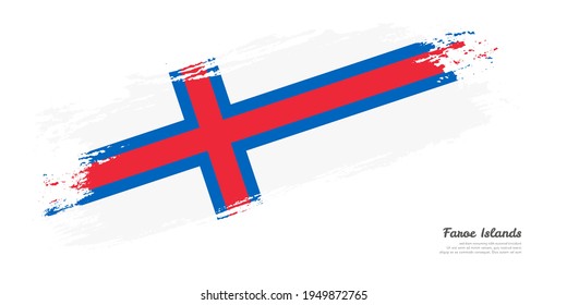 Hand painted brush flag of Faroe Islands country with stylish flag on white background