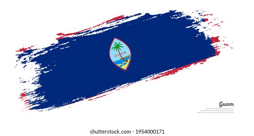Hand painted brush flag of Guam country with stylish flag on white background