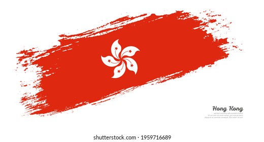 Hand painted brush flag of Hong Kong country with stylish flag on white background