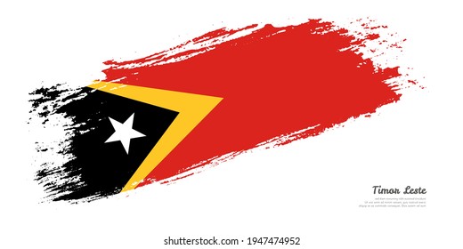 Hand painted brush flag of Timor Leste country with stylish flag on white background