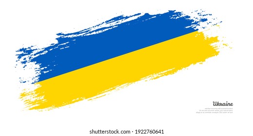 Hand painted brush flag of Ukraine country with stylish flag on white background