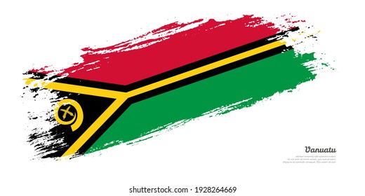 Hand painted brush flag of Vanuatu country with stylish flag on white background