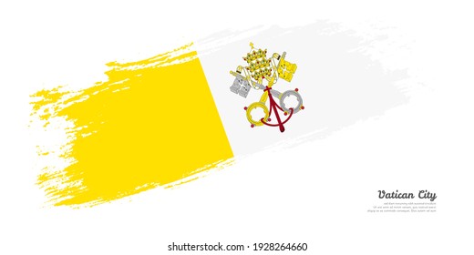 Hand painted brush flag of Vatican City country with stylish flag on white background