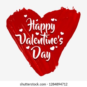 Hand painted with brush isolated big red heart. Valentine's Day symbol. Vector illustration