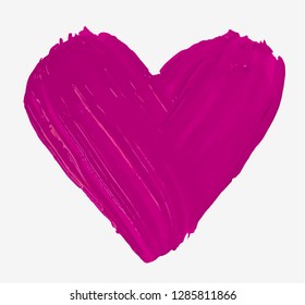 Hand painted with brush isolated big pink heart. Valentine Day symbol. Vector illustration