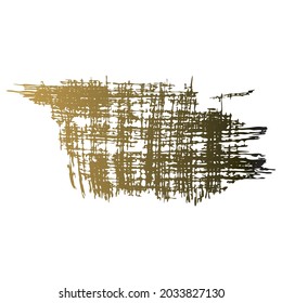 Handgemalte Pinselspitzenstruktur, Vektorgrafik, goldener schwarzer Farbverlauf. Ein isoliertes Element. Weißer Hintergrund