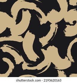 Hand painted brush stroke on black background repeat pattern. Vector illustration. Perfect for print, scrapbooking, wallpaper, textile, fashion, gift wrap, decor.