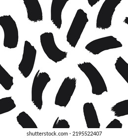 Hand painted brush stroke repeat seamless pattern in black and white. Vector illustration. Pattern for print, wallpaper, textile, fashion, scrapbooking, cover, decor.