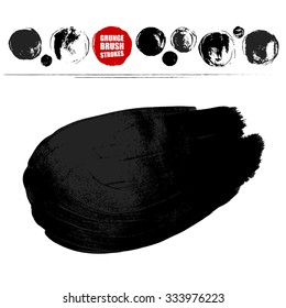 Hand painted brush strokes isolated on white background, grunge texture. Vector illustration.