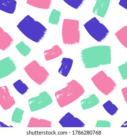 Los trazos de pincel pintados a mano son un patrón sin fisuras. Fondo de textura gruesa. Resumen del fondo vectorial. Plantilla fácil de editar para textiles, tela, papel de envoltura, etc.