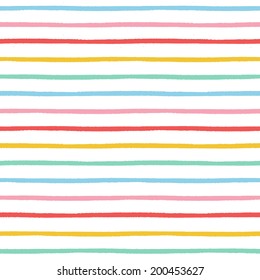 Hand painted brush strokes seamless pattern, striped background. Vector illustration