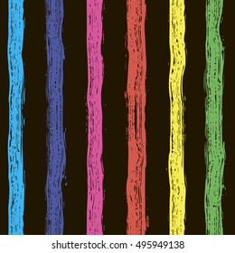 Hand painted brush strokes seamless pattern. Colorful striped background. Vector illustration