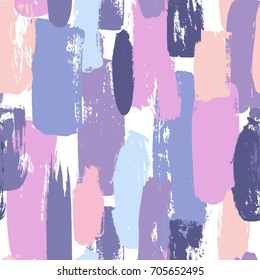 Hand painted brush strokes in violet, pink. Seamless abstract repeating background. Design for wallpaper, fabric, paper, card.