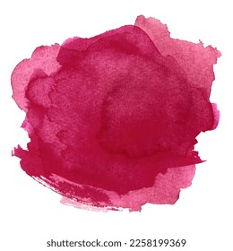 Hand painted brush strokes. Viva Magenta watercolor spots isolated on white background