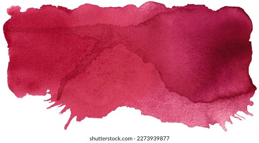 Hand painted brush strokes. Viva Magenta watercolor spots isolated on white background