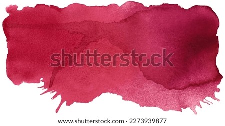 Hand painted brush strokes. Viva Magenta watercolor spots isolated on white background