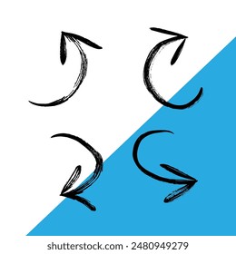 Hand painted brush texture arrows collection vector