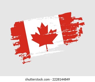 Hand painted Canada grunge brush style flag on solid background