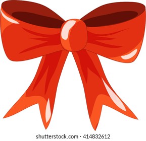 Hand painted cartoon red bow isolated on white background