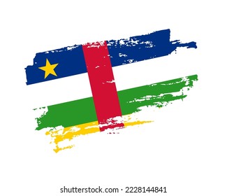 Bandera de estilo de pincel grungo pintado a mano de la República Centroafricana sobre fondo sólido