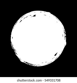Hand painted chalk blob. White round button. Hand drawn grunge ink circle. Graphic design element for web, corporate identity, cards, prints etc. Vector illustration