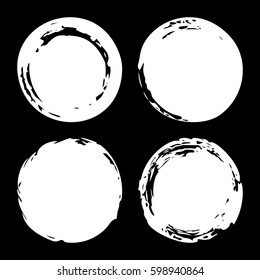 Hand painted chalk blobs set. Hand drawn grunge circles. Black round buttons. Graphic design element for web, corporate identity, cards, prints etc. Vector illustration