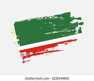 Hand painted Chechnya grunge brush style flag on solid background