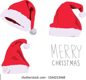 Hand Painted Christmas Hat  MERRY CHRISMAS - Vector