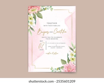 hand painted chrysanthemum wedding invitation card template